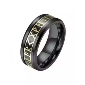 HommeBijoux Bague Anneau Homme Acier Noire Alphabet Runique Viking Nordique Fr 70-71 (us 13)