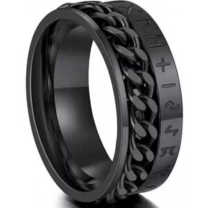 HommeBijoux Bague Anneau Runique Homme Acier Noire Chaine Anti-stress Alphabet Nordique Viking Fr 64-65 (us 11)