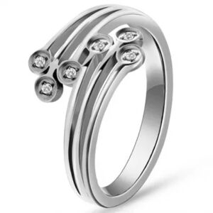 HommeBijoux Bague Anneau De Fiançailles Femme Acier Ciselée Ajourée Zirconiums Fr 57-58 (us 8)