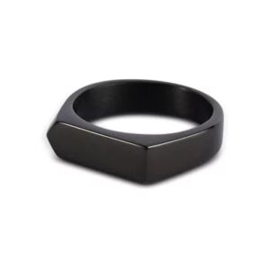 HommeBijoux Bague Chevalière Homme Acier Noir Carré Triangulaire Gravure Possible Fr 67-68 (us 12)