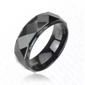 HommeBijoux Bague Anneau Pour Homme En Tungstène Solide Facettes En Losange Noir Fr 67-68 (us 12)