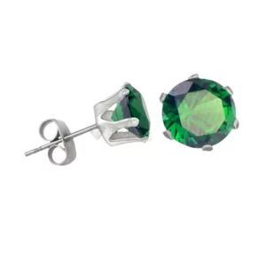 HommeBijoux Boucles D'oreille Acier Fille Enfant Femme Homme Ronde Couleurs Au Choix 3mm Vert