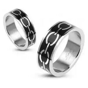 HommeBijoux Bague Anneau Homme Femme Couple Amour Acier Noire Lien Chaine Maille Fr 51-52 (us 6)