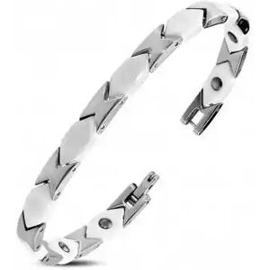 HommeBijoux Bracelet Pour Homme En Céramique Blanc Et Tungstène Magnétique 21cm L - Longueur Bracelet 21cm → Tour De Poignet 19cm (taile Plus Populaire)