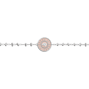 Les Georgettes Bracelet chaîne Astrale, cuir reversible Jasmin / Rose Metal Argentee/Jasmin/RoseMetal 190 / bracelet_rond_16_mm / 000 / rond_16_mm unisex