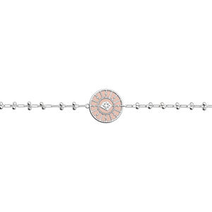 Les Georgettes Bracelet chaîne Astrale, cuir réversible Jasmin / Rose Métal Argentée/Jasmin/RoseMétal 190 / bracelet_rond_16_mm / 000 / rond_16_mm unisex - Publicité