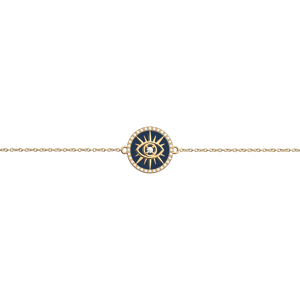 Les Georgettes Bracelet chaîne Œil, cuir réversible Sun / Marine Dorée/Sun/Marine 190 / bracelet_rond_16_mm / 000 / rond_16_mm unisex - Publicité