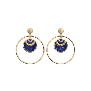 Les Georgettes Boucles d'oreilles Nomade, Lapis Lazuli Doree s female - Publicité
