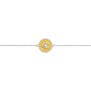 Les Georgettes Bracelet chaîne Œil, cuir réversible Sun / Marine Argentée/Sun/Marine 190 / bracelet_rond_16_mm / 000 / rond_16_mm unisex - Publicité