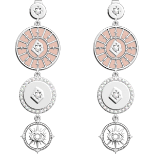 Les Georgettes Boucles d'oreilles Astrale Pampille, cuirs réversibles Jasmin / Rose Métal Argentée/Jasmin/RoseMétal 000 / dormeuses_16_mm / 000 / 16_mm unisex - Publicité