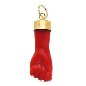 Orféva Pendentif Main Amulette Rouge Or Jaune