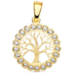 Orféva Pendentif Arbre de Vie entourage oxydes Or jaune