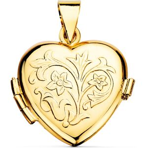 Orféva Pendentif porte-photo fleurs forme coeur en Or jaune