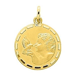 Orféva Médaille Ange à l'Oiseau bords fantaisie Or Jaune