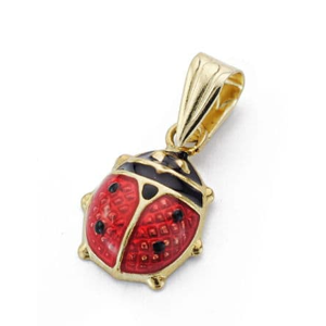 Orfeva Pendentif Coccinelle email Rouge (Or Jaune 9k)