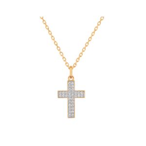 Orfeva Collier Croix pavee Bicolore Or Jaune 9K