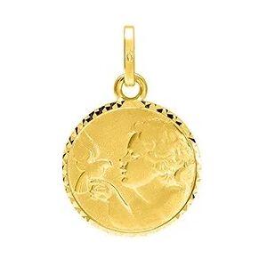 Orféva Médaille Ange à l'Oiseau bords ciselés (Or Jaune)