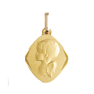 Orféva Médaille Ange losange ciselé Or Jaune