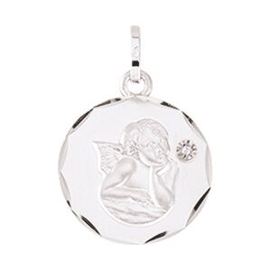 Orféva Médaille Angelot diamanté Or Blanc 9K