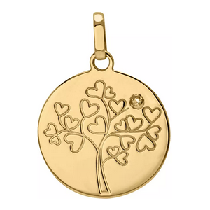 Orfeva Medaille Arbre de Vie aux Coeurs et Diamant Or jaune