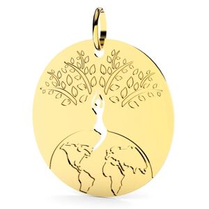 Orfeva Medaille arbre de vie sur terre en or jaune