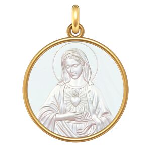 Manufacture Mayaud Medaille Vierge Marie au coeur or jaune et nacre