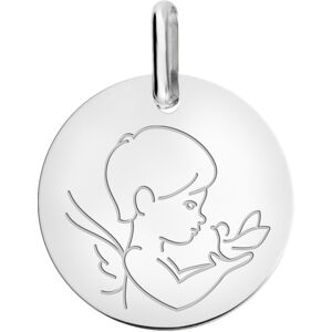 Orfeva Medaille bapteme ange a la colombe or blanc