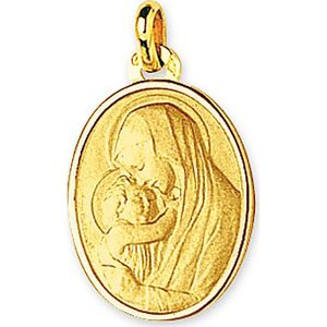 Orféva Médaille Vierge à l'enfant bord polis (Or Jaune 9k)