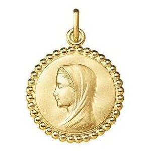 Orféva Médaille Vierge bord perlé Or jaune