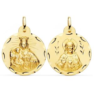 Orféva Médaille Scapulaire de la Vierge du Mont-Carmel & Christ Sacré-Coeur ciselée Or jaune