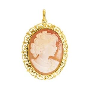 Orfeva Pendentif camee rouge profil droit contour dentelle (or jaune)