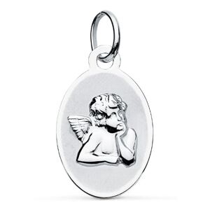 Orféva Médaille Angelot ovale Or Blanc 9K