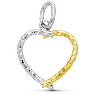 Orféva Pendentif Coeur Bicolore facetté en Or jaune & Or Blanc