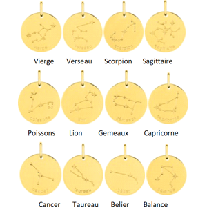 Orféva Médaille Zodiaques Constellations Or Jaune 9K