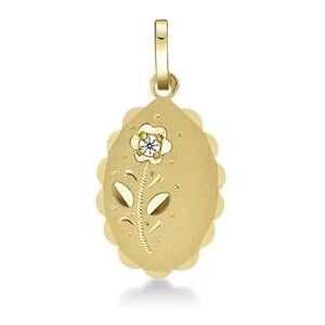 Orféva Pendentif Plaque Ovale Fleur Or Jaune