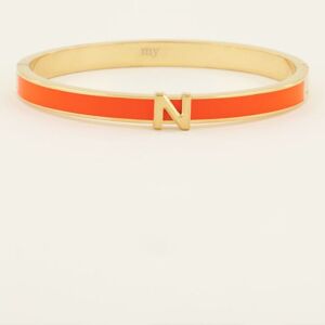 Bracelet jonc beigeà initiale My Jewellery Orange/Doré One size female - Publicité