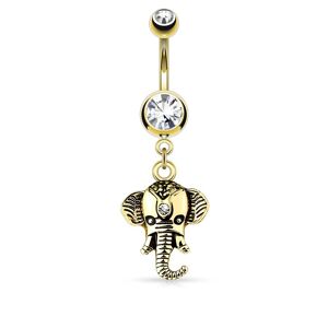 Piercing Street Piercing nombril plaque or pendentif elephant - Dore