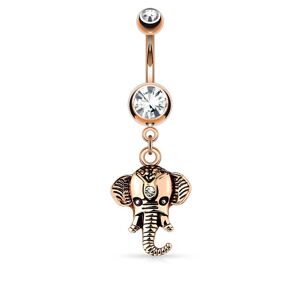 Piercing Street Piercing nombril pendentif elephant or rose - Or Rose