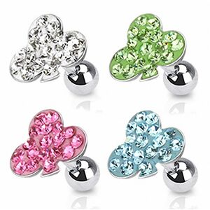 Piercing Street Piercing oreille Cartilage Tragus Trefle Strass - Argente