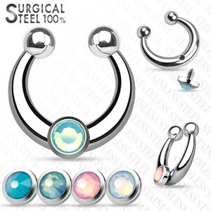 Piercing Street Faux piercing septum strass interchangeables opale -