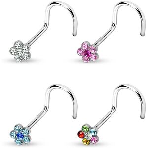 Piercing Street Piercing nez Fleur Tige Tire-Bouchon - Argente