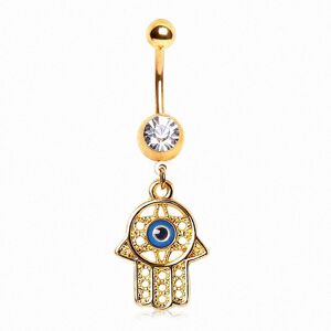 Piercing Street Piercing nombril plaque or main de fatma oeil omniscient - Dore