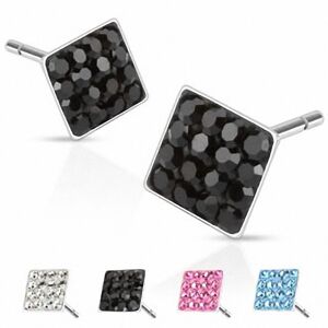 Piercing Street Paire boucles d'oreille carree strass -