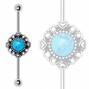 Piercing Street Piercing industriel oreille vintage turquoise - Argente