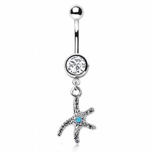 Piercing Street Piercing nombril etoile de mer turquoise - Argente