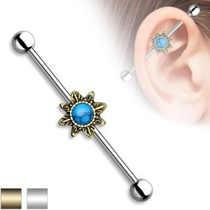 Piercing Street Piercing industriel oreille soleil tribal turquoise -