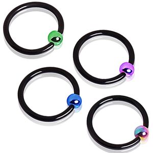 Piercing Street Piercing oreille anneau captif noir bille coloree - Noir