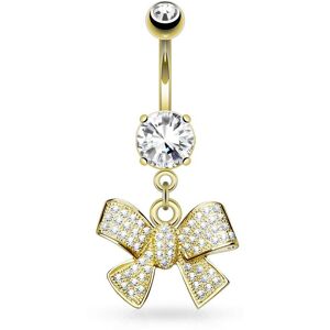 Piercing Street Piercing nombril plaque or noeud pave de strass - Dore