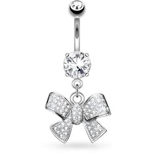 Piercing Street Piercing nombril pendentif noeud pave de strass - Argente