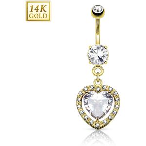 Piercing Street Piercing nombril Or jaune 14 carats coeur solitaire - Dore